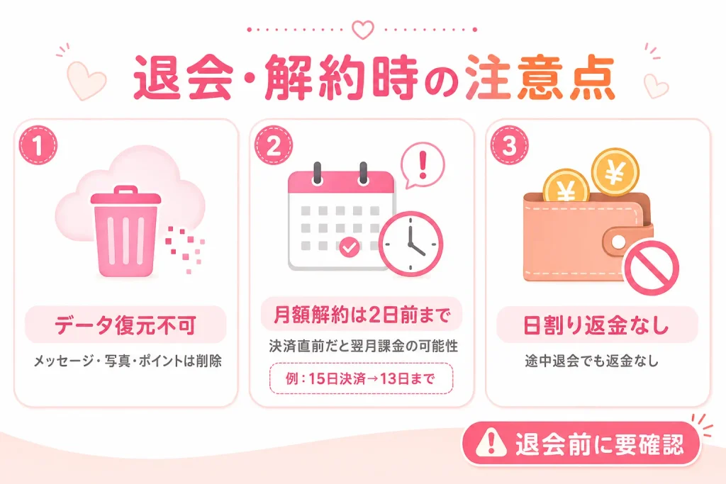 トメきゅんを退会・解約する際の重要な注意点とデメリット