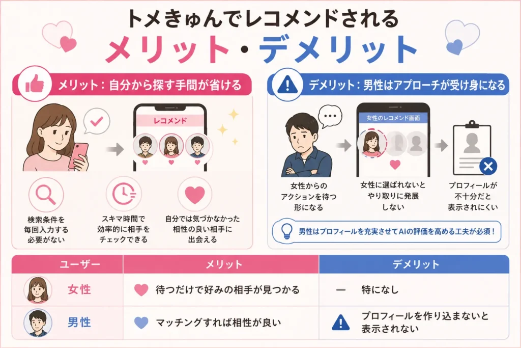 トメきゅんでレコメンドされるメリット・デメリット