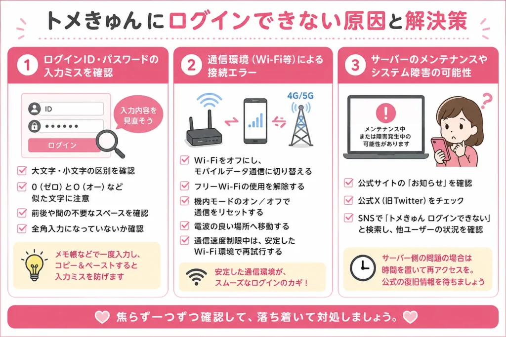 トメきゅんにログインできない原因と解決策