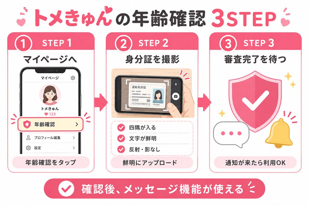 トメきゅんの年齢確認のやり方・手順